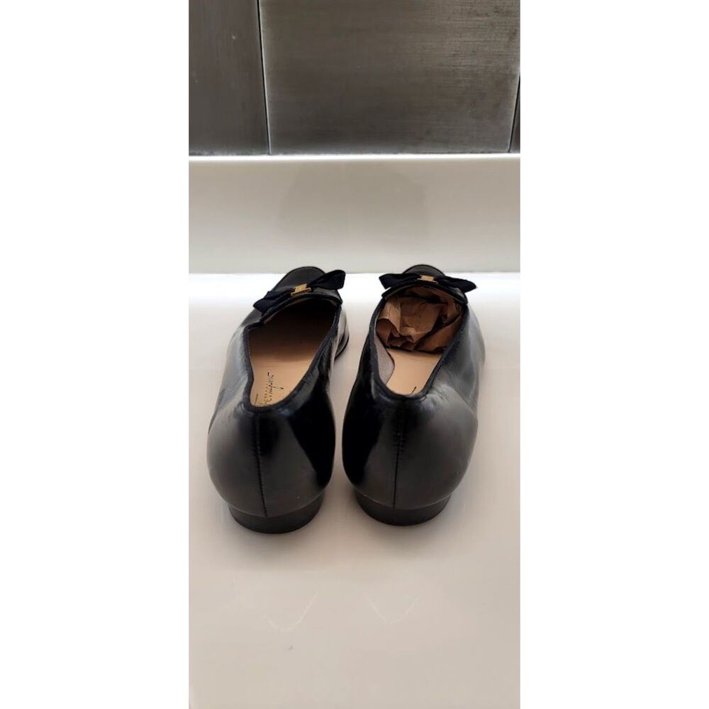 Salvatore Ferragamo Vara Black Patent Bow Loafers Flats Womens 7.5A Vintage 80s - Picture 10 of 10